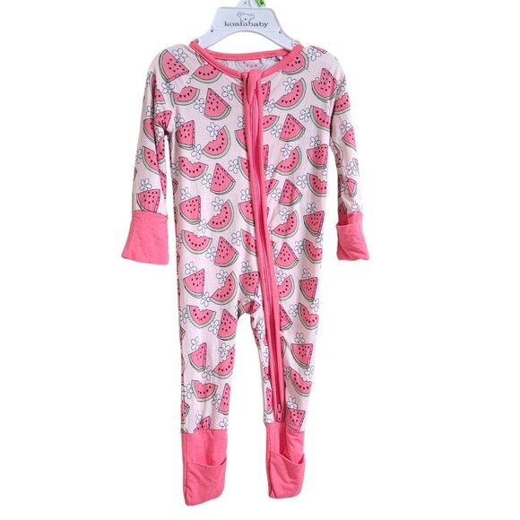 Miozing Bamboo 0-3 Mo Baby Girl Watermelon Fruit Zippy Pajamas Summer Sleeper - Picture 1 of 14